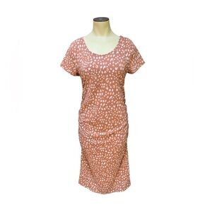 Isabel Maternity Rosey Brown Cheetah Midi Short Sleeve Dress